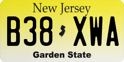 NJ license plate B38XWA