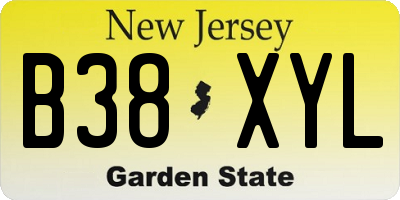 NJ license plate B38XYL