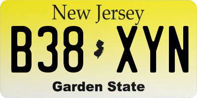 NJ license plate B38XYN