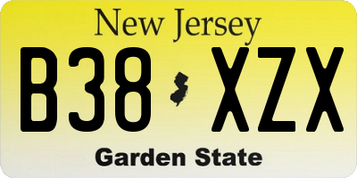 NJ license plate B38XZX