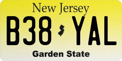 NJ license plate B38YAL