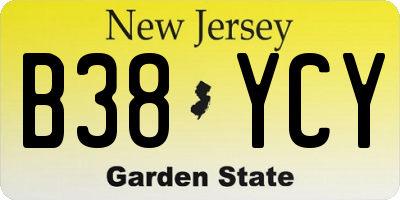 NJ license plate B38YCY