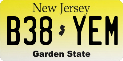 NJ license plate B38YEM
