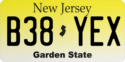 NJ license plate B38YEX