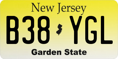 NJ license plate B38YGL