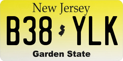NJ license plate B38YLK