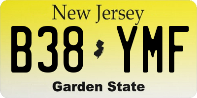 NJ license plate B38YMF