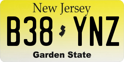 NJ license plate B38YNZ