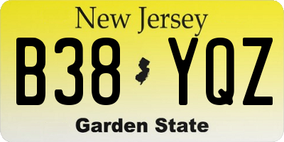 NJ license plate B38YQZ