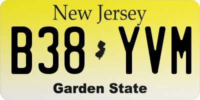 NJ license plate B38YVM