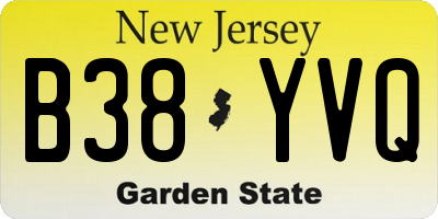 NJ license plate B38YVQ