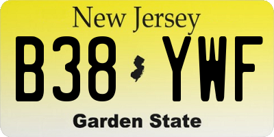 NJ license plate B38YWF