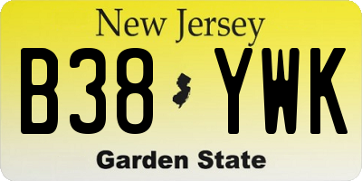 NJ license plate B38YWK