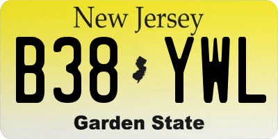 NJ license plate B38YWL