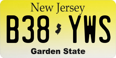 NJ license plate B38YWS