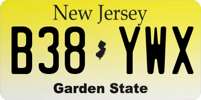 NJ license plate B38YWX