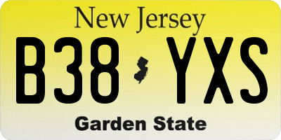 NJ license plate B38YXS
