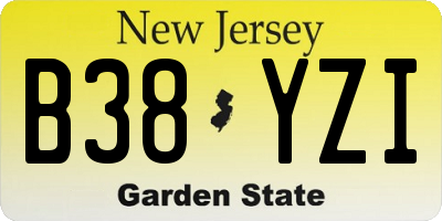 NJ license plate B38YZI