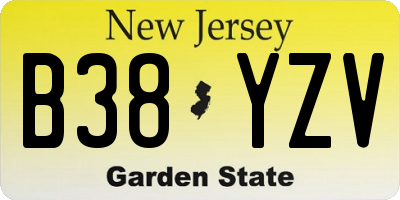 NJ license plate B38YZV