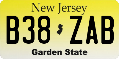 NJ license plate B38ZAB