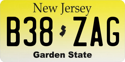 NJ license plate B38ZAG