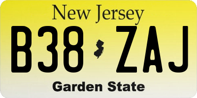 NJ license plate B38ZAJ