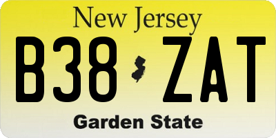NJ license plate B38ZAT