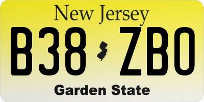 NJ license plate B38ZBO