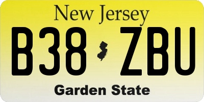 NJ license plate B38ZBU