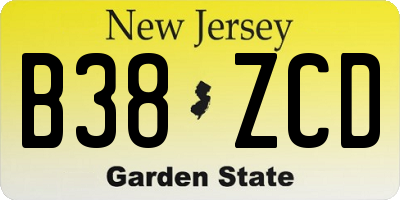 NJ license plate B38ZCD