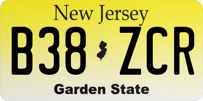 NJ license plate B38ZCR