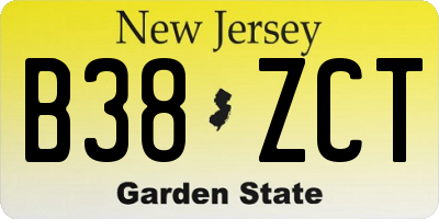 NJ license plate B38ZCT