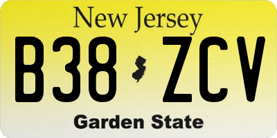 NJ license plate B38ZCV
