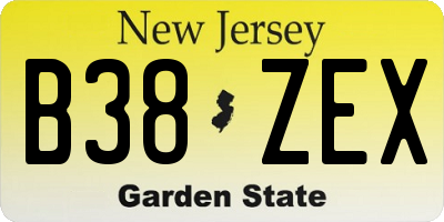 NJ license plate B38ZEX