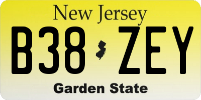 NJ license plate B38ZEY