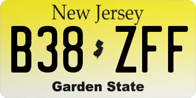 NJ license plate B38ZFF
