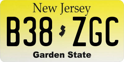 NJ license plate B38ZGC