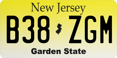 NJ license plate B38ZGM