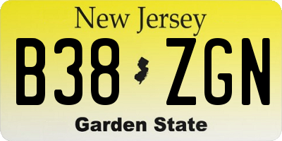 NJ license plate B38ZGN