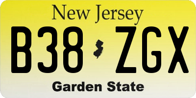 NJ license plate B38ZGX