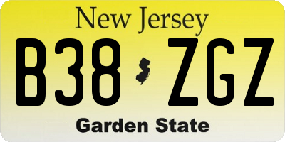 NJ license plate B38ZGZ
