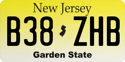 NJ license plate B38ZHB