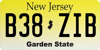 NJ license plate B38ZIB