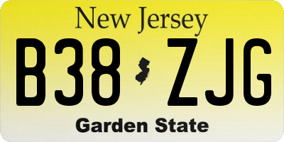 NJ license plate B38ZJG