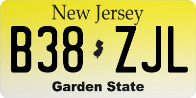 NJ license plate B38ZJL