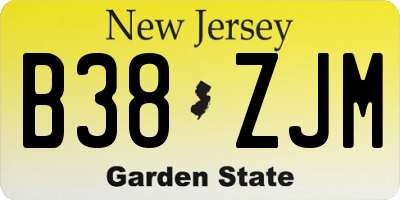 NJ license plate B38ZJM
