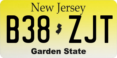NJ license plate B38ZJT
