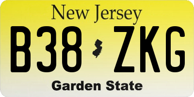 NJ license plate B38ZKG