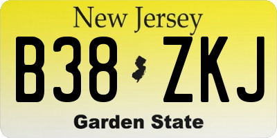 NJ license plate B38ZKJ