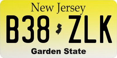 NJ license plate B38ZLK
